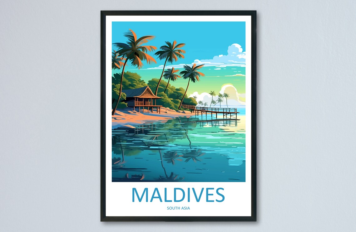 Maldives Travel Print, South Asia Travel Poster
