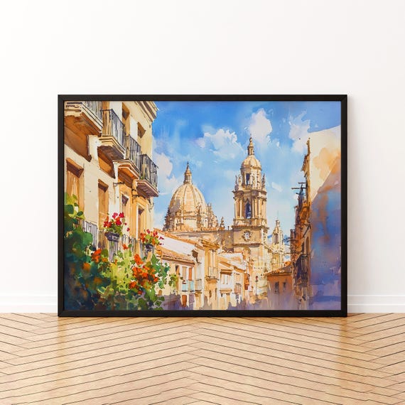 Murcia Watercolor Poster Wall Art Hanging Home Dcor Gift Lovers Spain