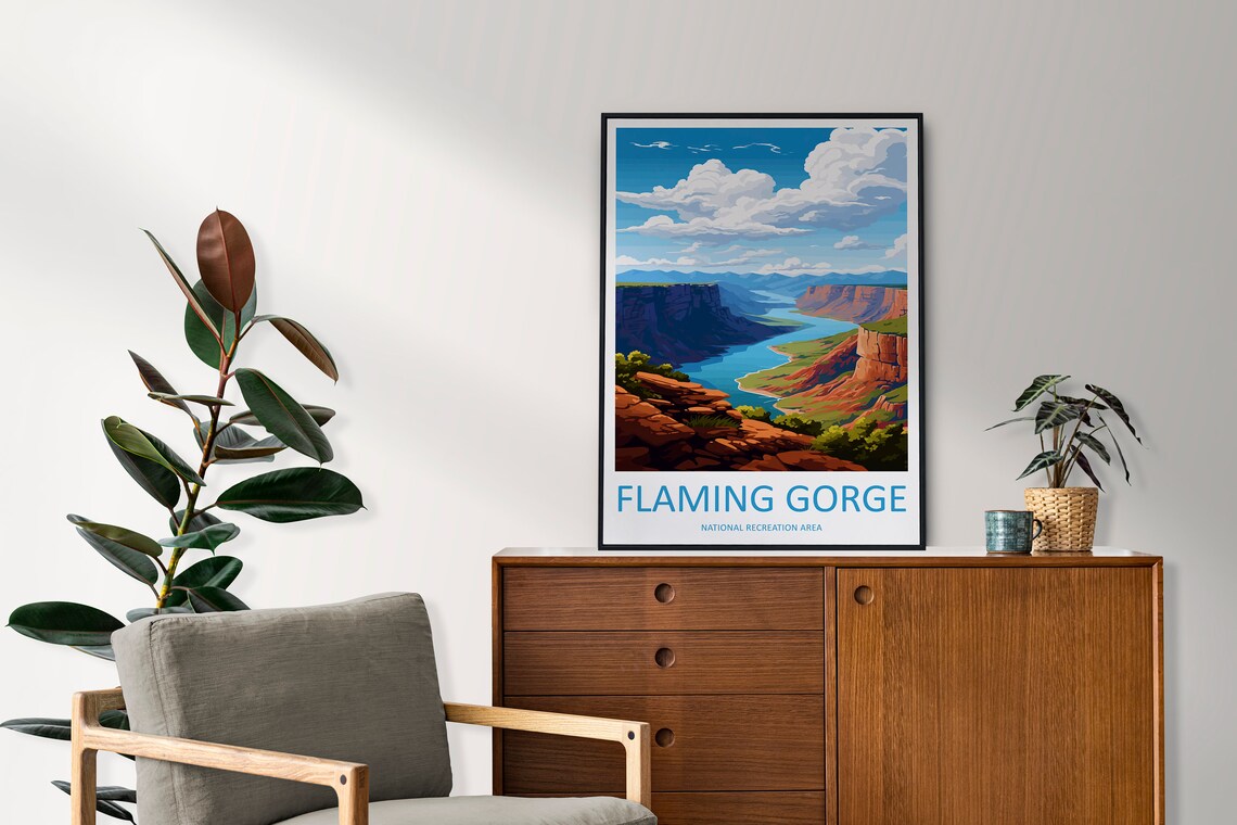 Flaming Gorge Travel Poster, Utah Wall Art - Image 2