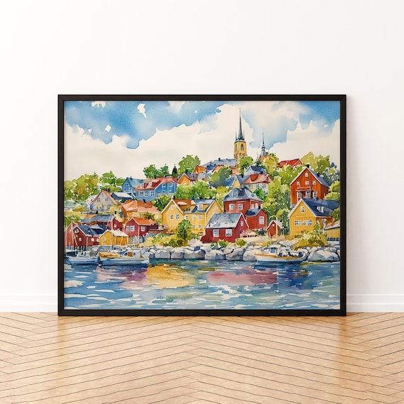 Oslo Watercolor Poster, Norway Travel Poster