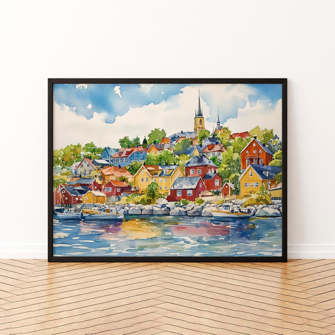 Oslo Watercolor Poster, Norway Travel Poster