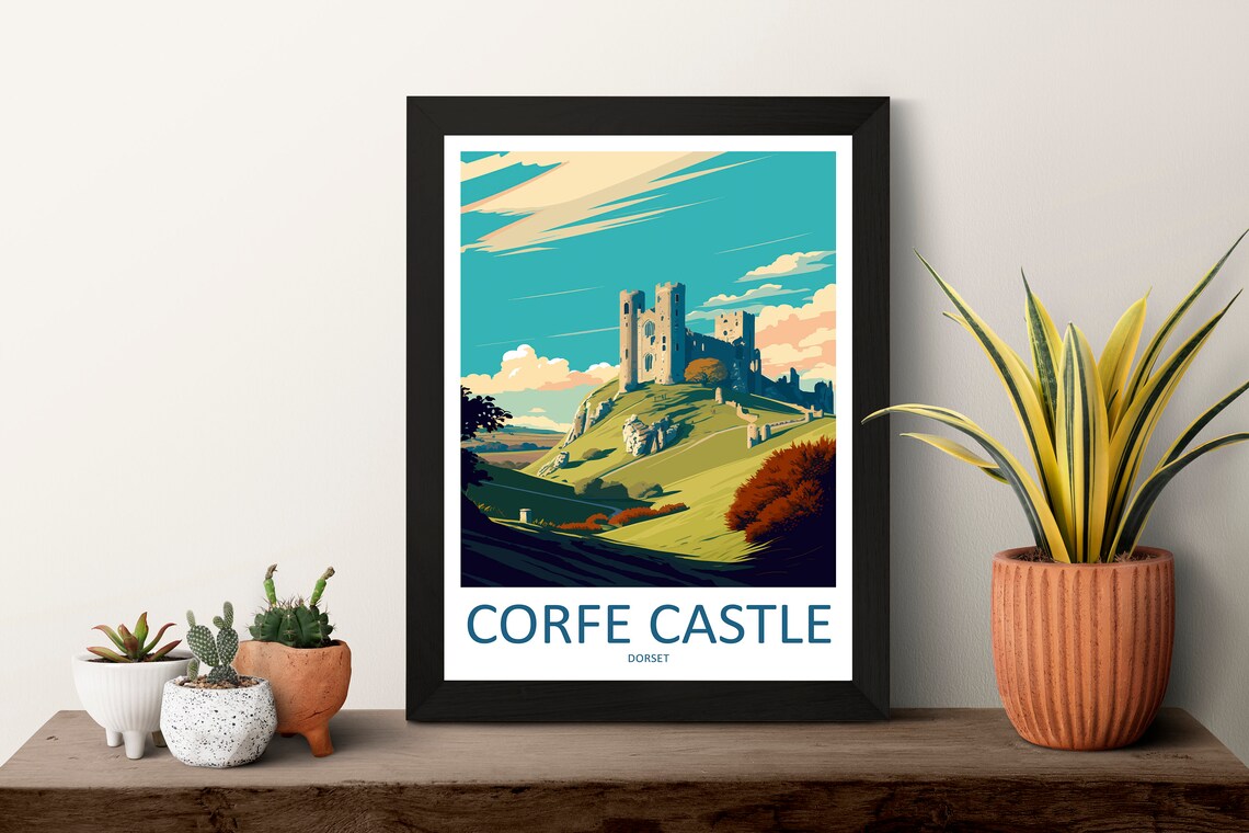 Corfe Castle Travel Poster, England Wall Decor - Image 3