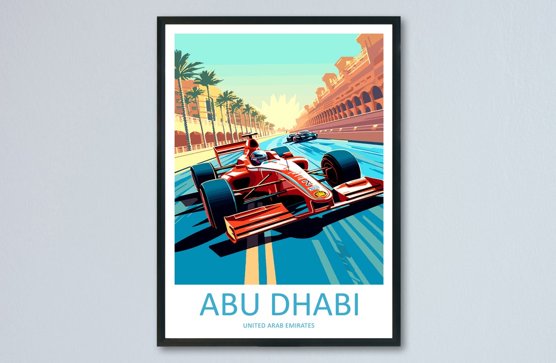 Abu Dhabi Travel Print Wall Decor Abu Dhabi Circuit Poster Motorsport Travel Print Art Print Racing Illustration Uae Race Car Travel Art