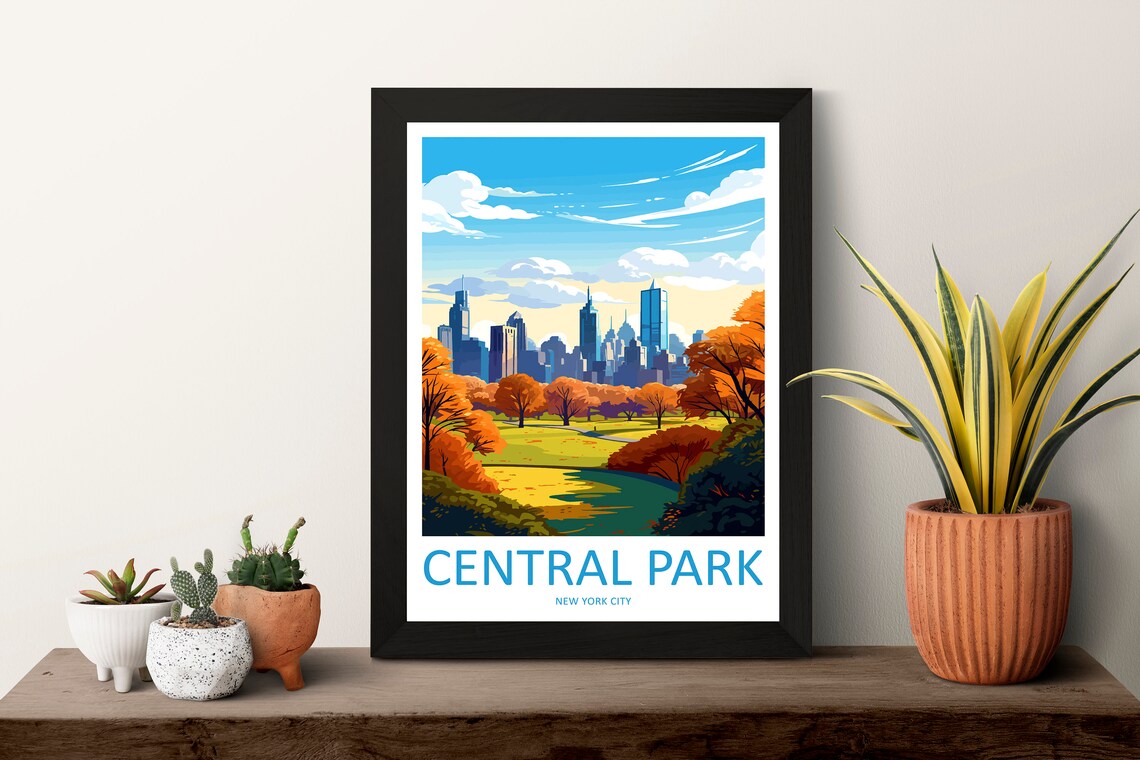 Central Park New York City Autumn Skyline Fall Foliage Poster - Image 3