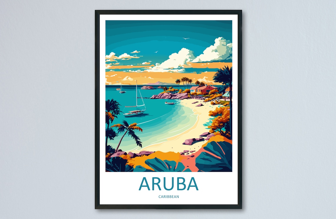 Aruba Travel Poster, Caribbean Wall Art