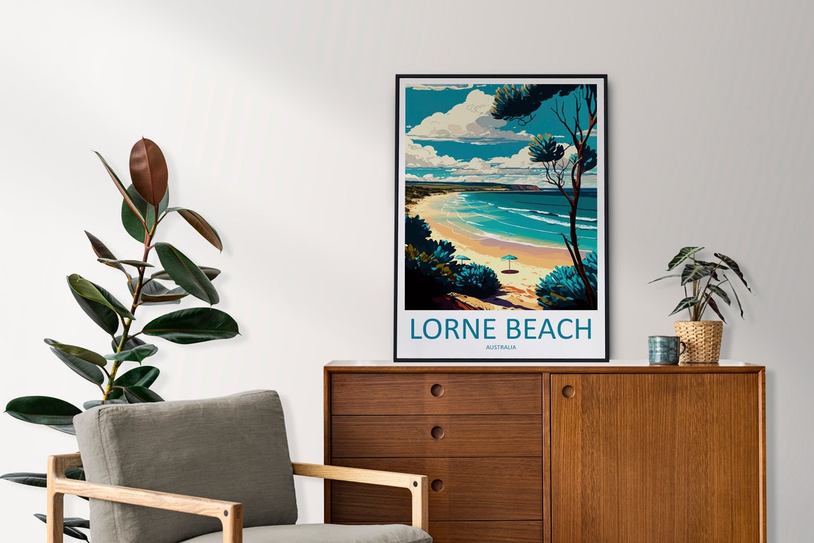 Lorne Beach Australia Turquoise Cove Golden Sand Retro Travel Poster - Image 2