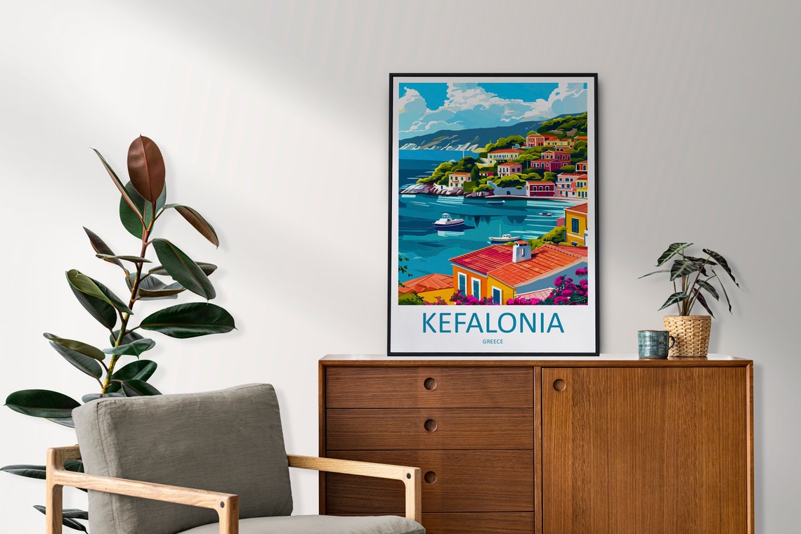 Kefalonia Travel Print Wall Art Kefalonia Greece Wall Hanging Home Decoration Kefalonia Gift Art Lovers Wall Art Print Kefalonia Wall Dcor - Image 2