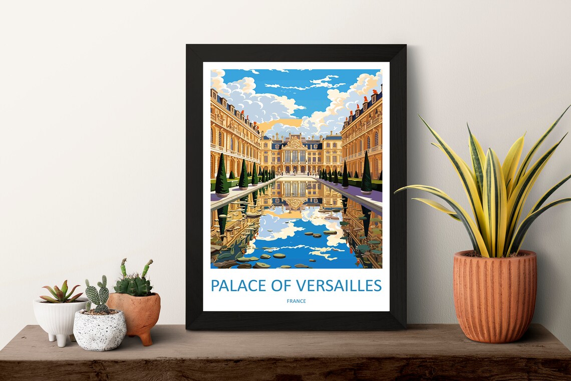 Palace Of Versailles France Reflecting Pool Classic Travel Poster - Image 3