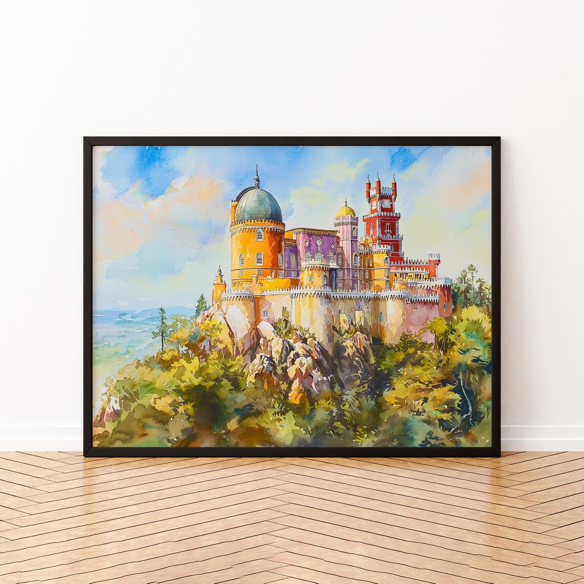 Pena Palace Sintra Portugal Watercolor Castle Travel Art Print