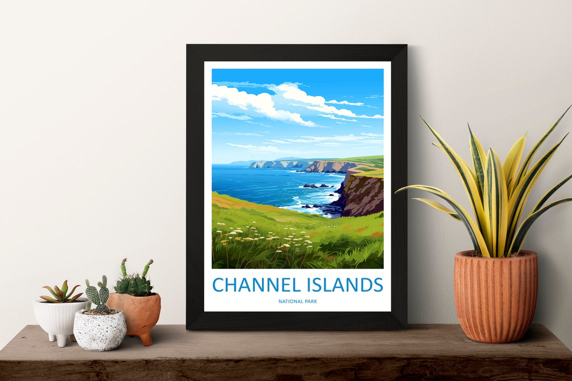 Channel Islands National Park Cliffs Coast Retro Travel Poster - Image 3