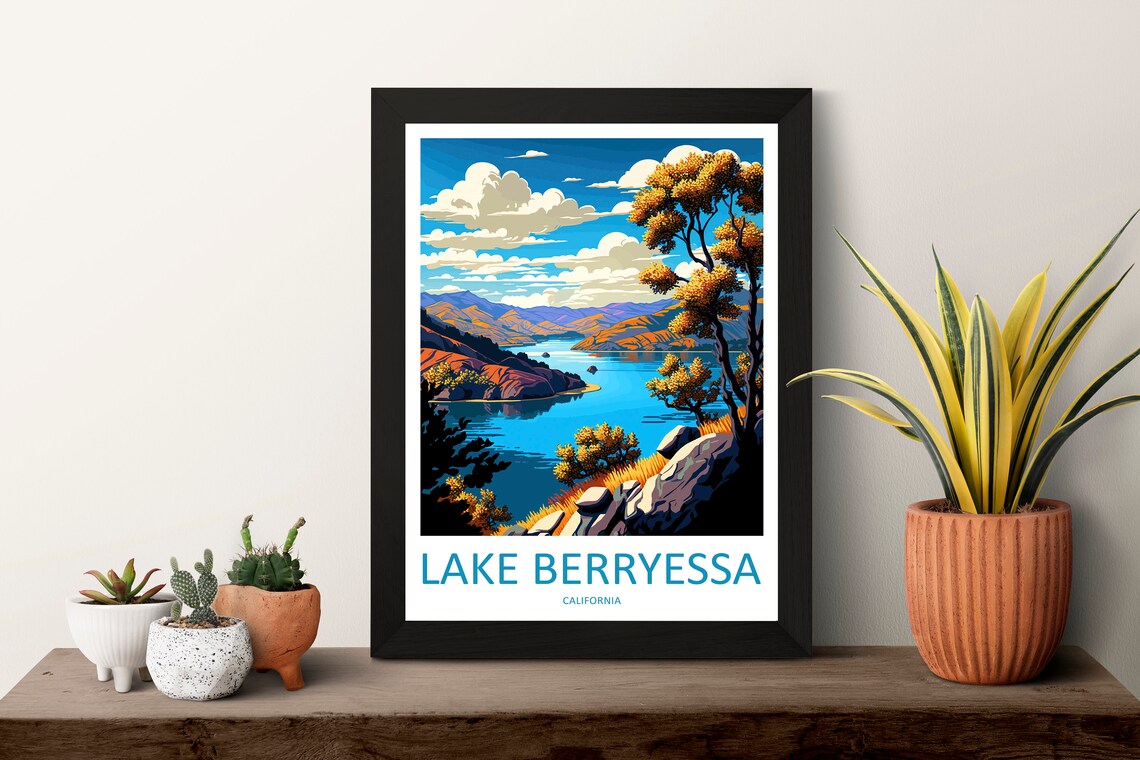 Lake Berryessa Travel Poster, California Wall Art - Image 3