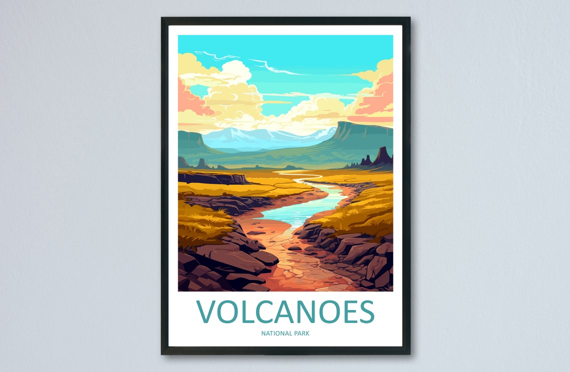 Hawaii Volcanoes National Park Volcanic Landscape Travel Poster