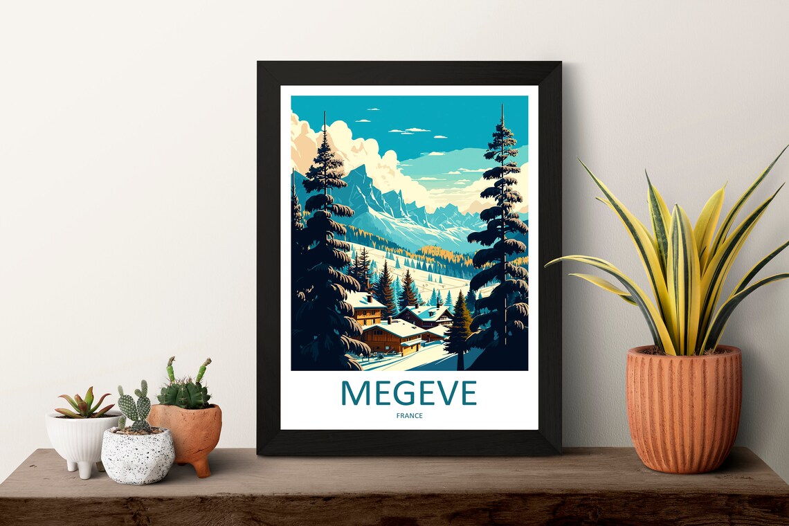 Megeve Travel Poster, Skiing Art for Ski Lovers - Image 3