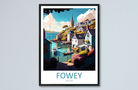 Fowey Travel Poster, England Wall Art