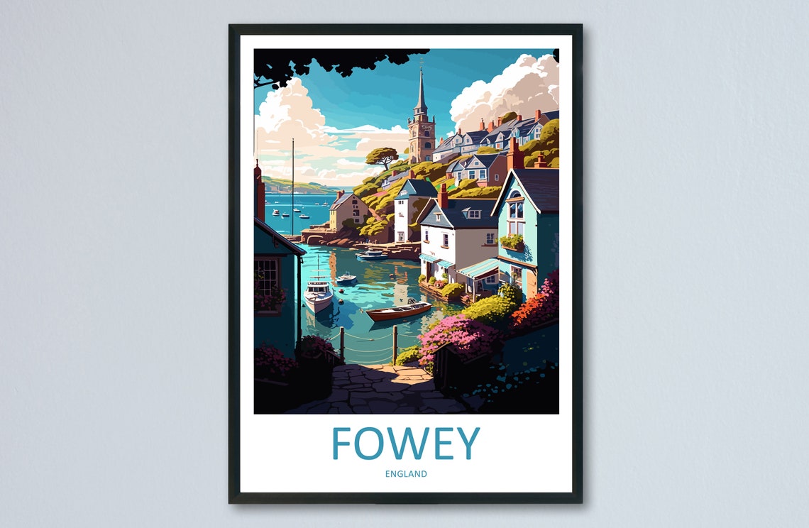 Fowey Travel Poster, England Wall Art