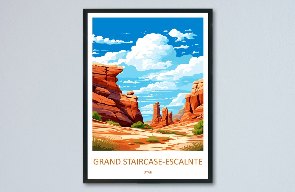 Grand Staircase Travel Poster, Utah Desert Landscape