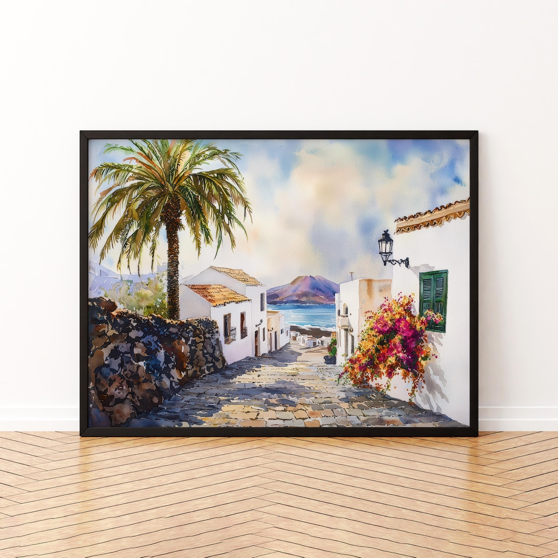 Lanzarote Watercolor Poster, Spain Travel Poster