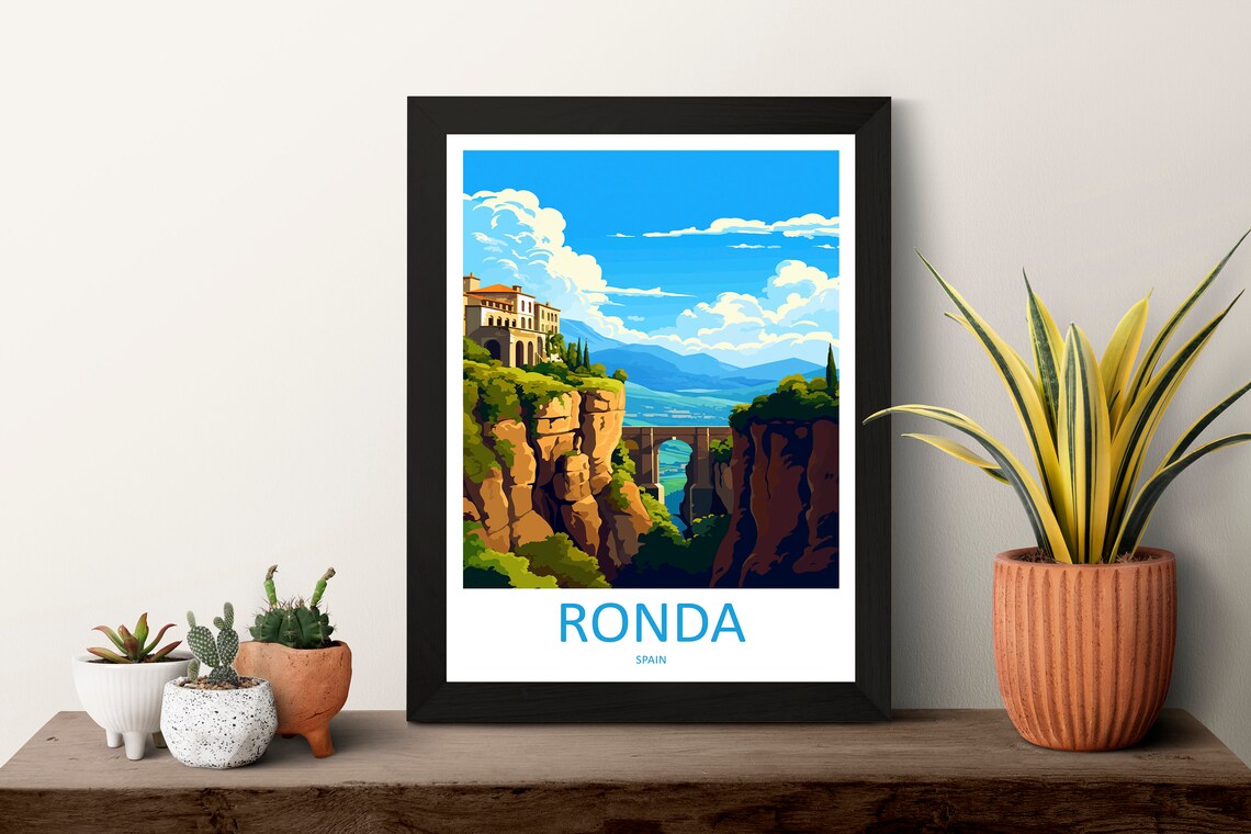 Ronda Spain El Tajo Gorge and Old Stone Bridge Landmark Poster - Image 3