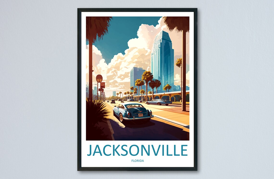 Jacksonville Travel Poster, Florida Place Print