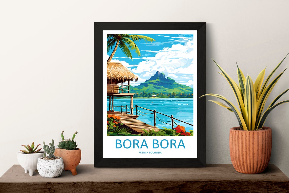Bora Bora Overwater Bungalow Turquoise Lagoon French Polynesia Poster - Image 3