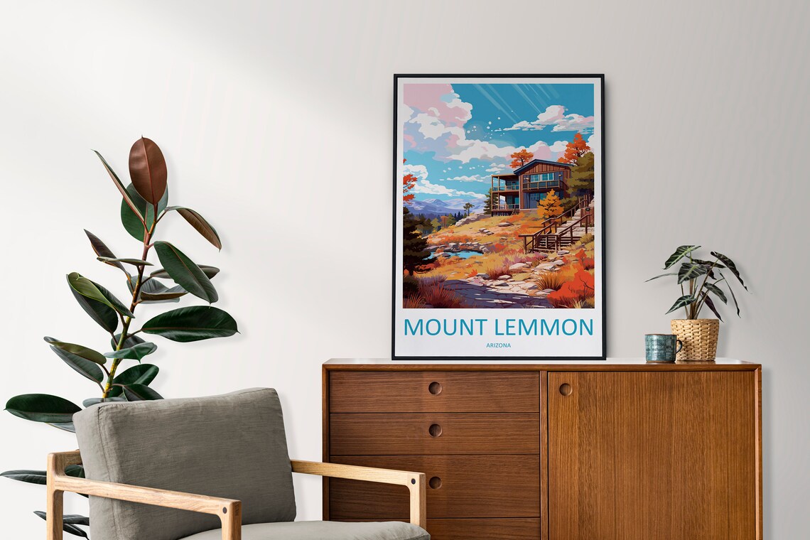 Mount Lemmon Arizona Autumn Cabin Hillside Scene Travel Poster - Image 2