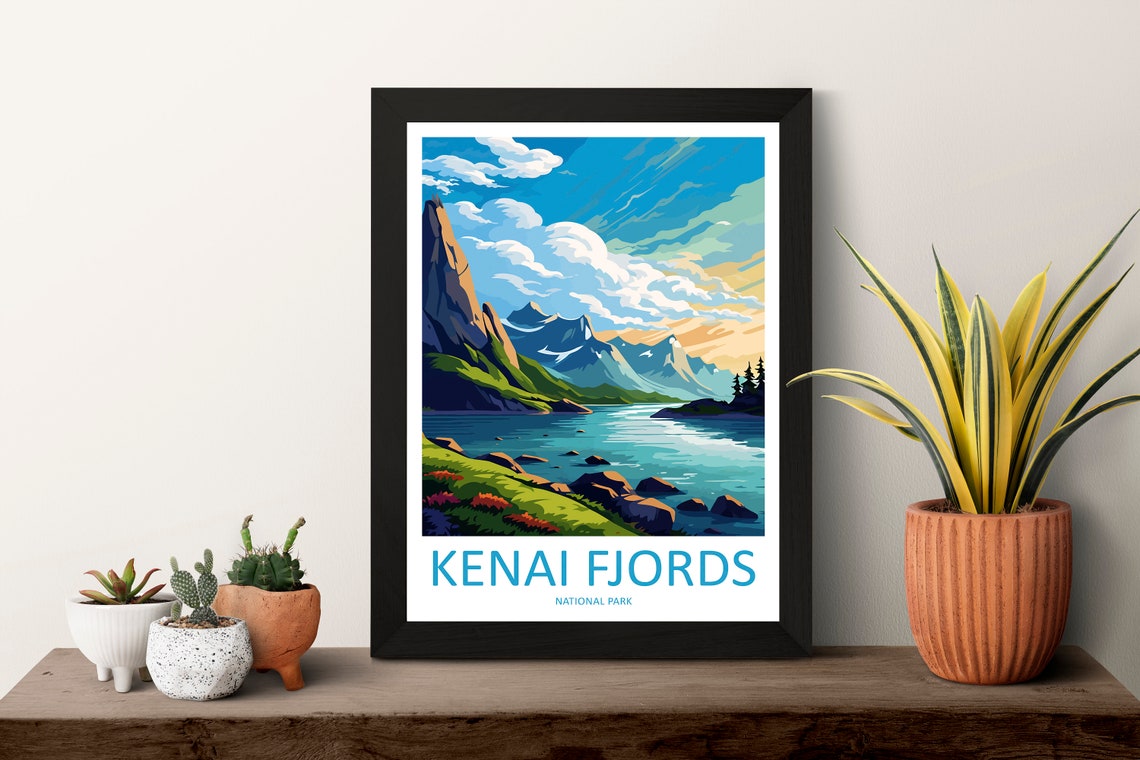 Kenai Fjords National Park Travel Print Wall Art Kenai Fjords Wall Hanging Home Dcor Kenai Fjords Gift Art Lovers Alaska Art Lover Gift - Image 3