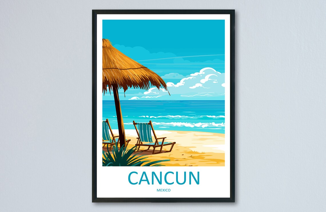 Cancun Travel Poster, World & Cultural Art
