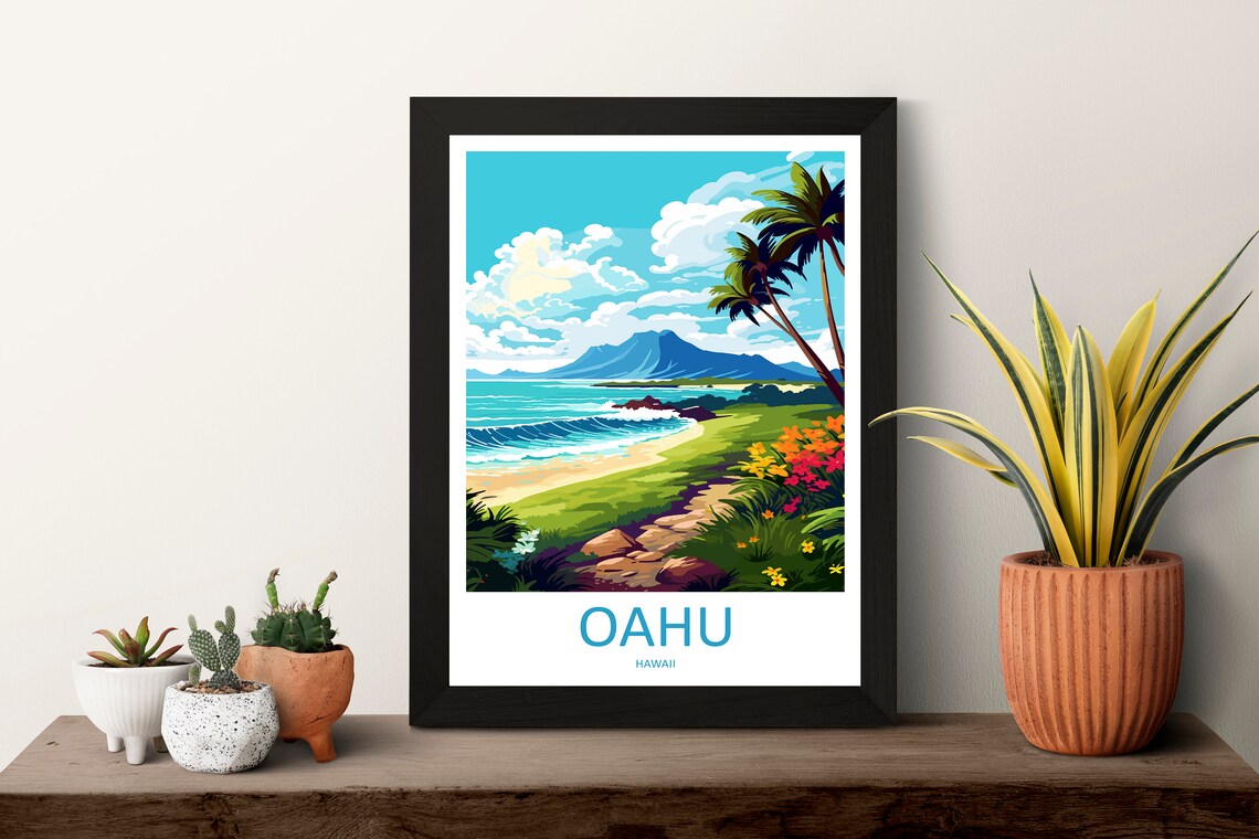 Oahu Travel Poster, Hawaii Destination Art Print - Image 3