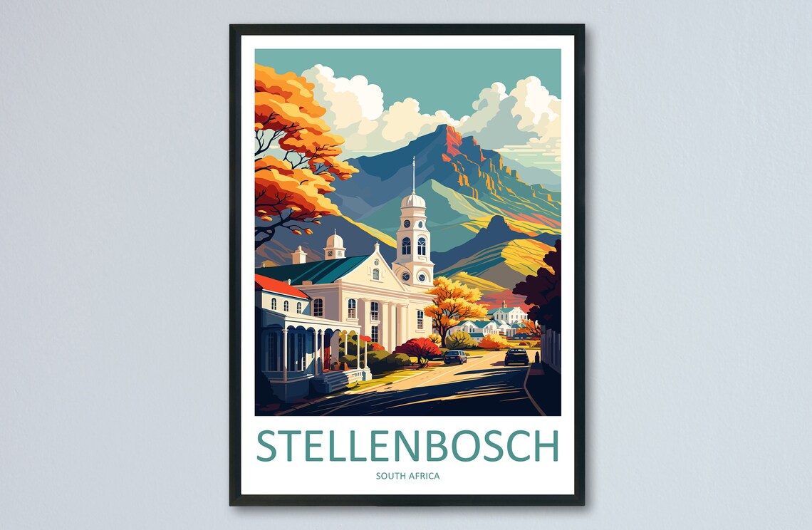 Stellenbosch Travel Poster, South Africa Wall Decor