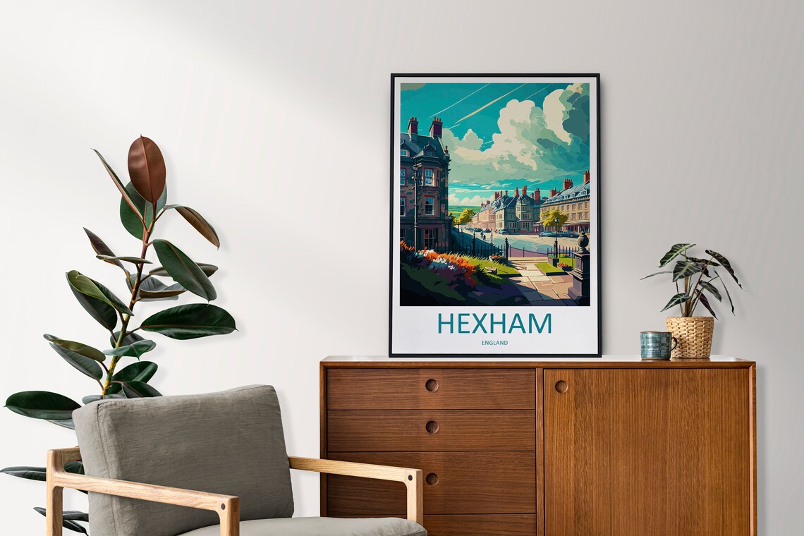 Hexham England Historic Georgian Street Sunny Day Travel Poster - Image 2