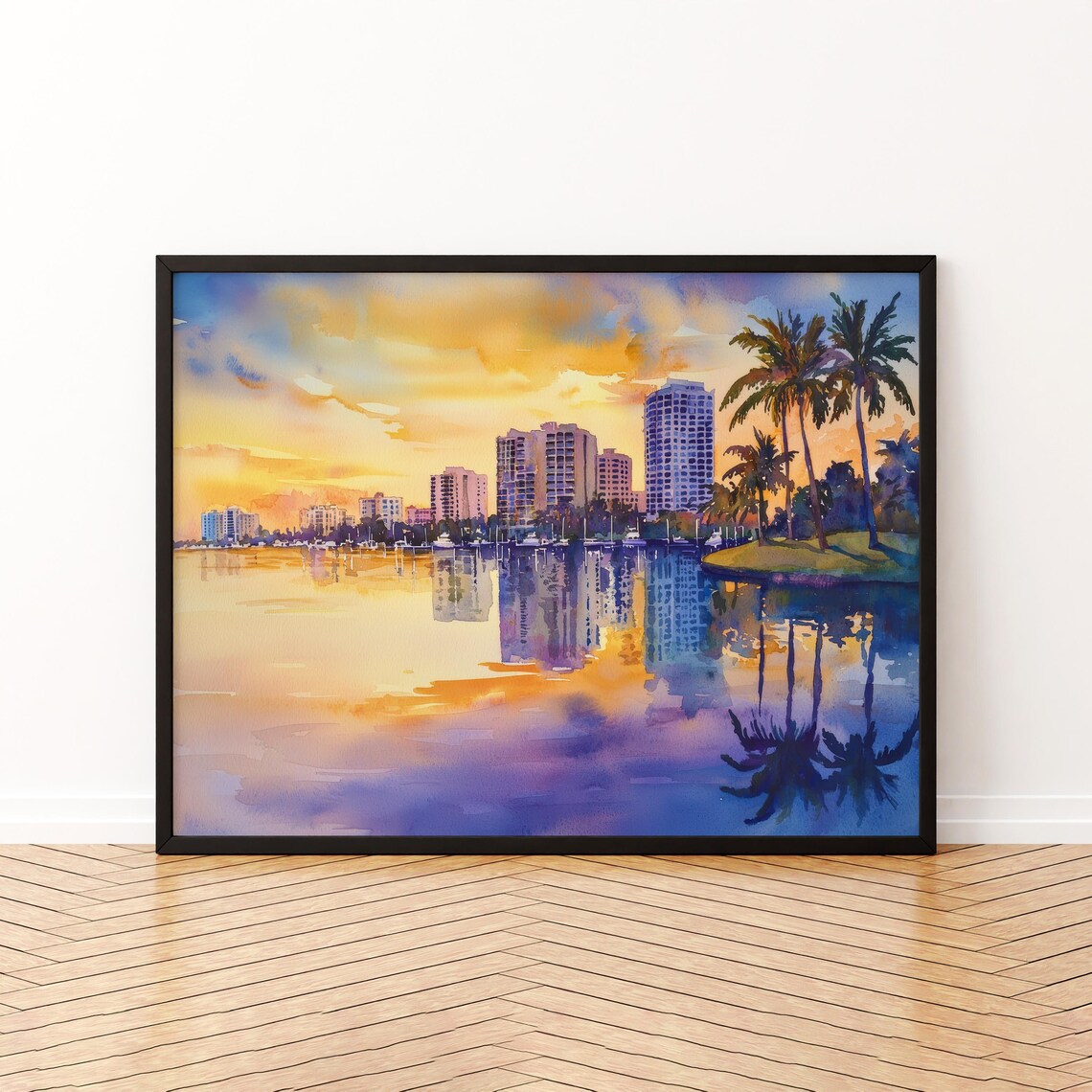 Sarasota Florida Watercolor Travel Poster, Gulf Coast