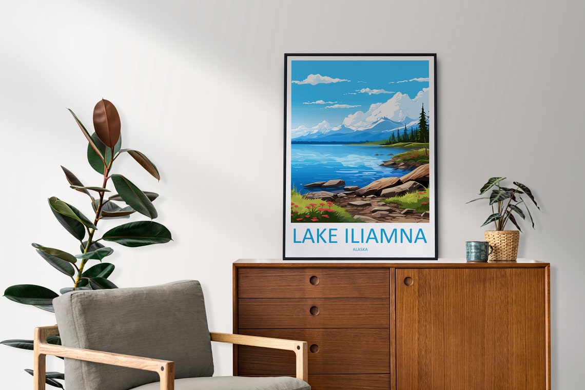 Iliamna Lake Travel Print Wall Art Iliamna Lake Wall Hanging Home Dcor Iliamna Lake Gift Art Lovers Alaska Art Lover Gift Iliamna Lake Art - Image 2