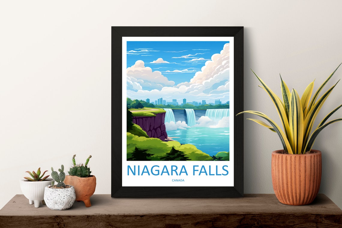 Niagara Falls Canada Falls from Cliffs Green Summer View Poster - Image 3