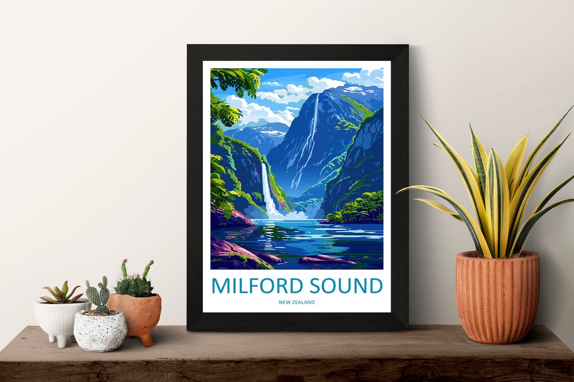 Milford Sound Travel Poster, New Zealand Place Art - Image 3