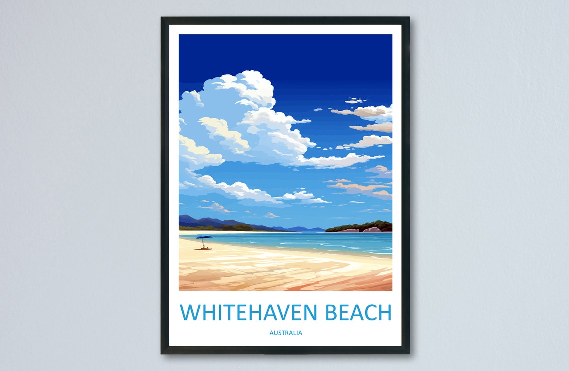 Whitehaven Beach Australia Turquoise Sea White Sand Travel Poster