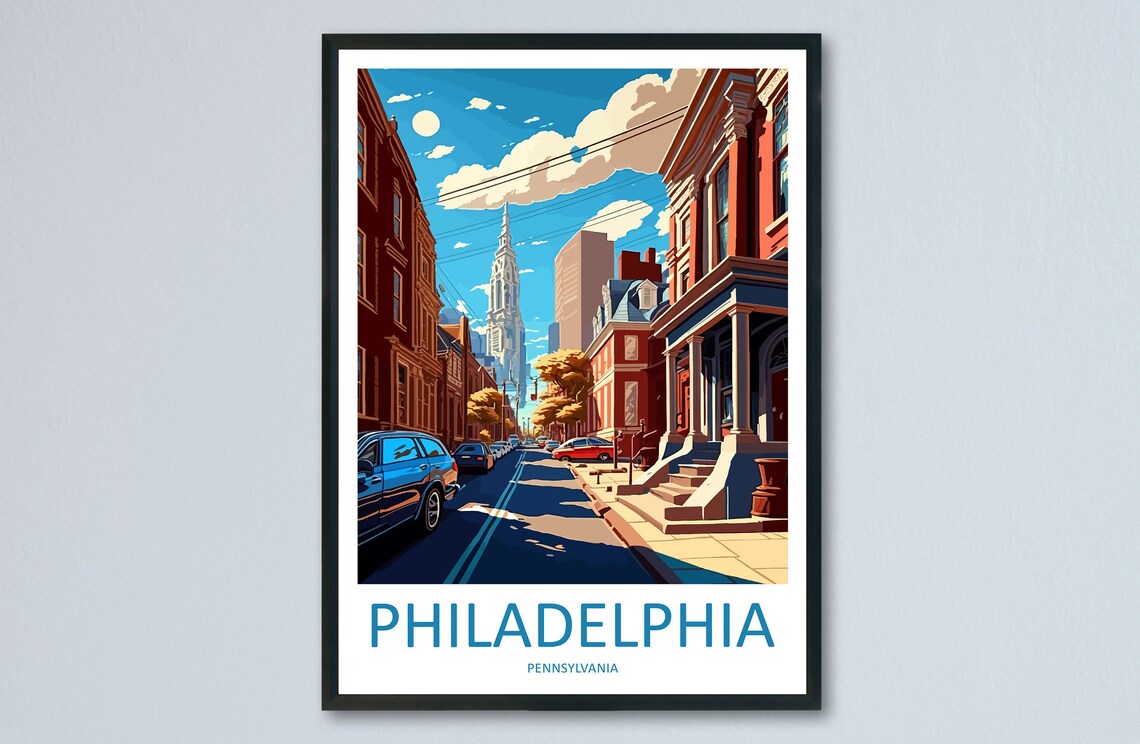 Philadelphia Pennsylvania Historic Brick Rowhouses Street Poster