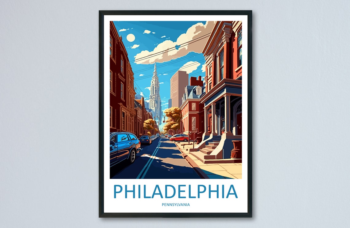 Philadelphia Travel Print Wall Art Philadelphia Wall Hanging Home Dcor Philadelphia Gift Art Lovers Pennsylvania Art Lover Travel Poster