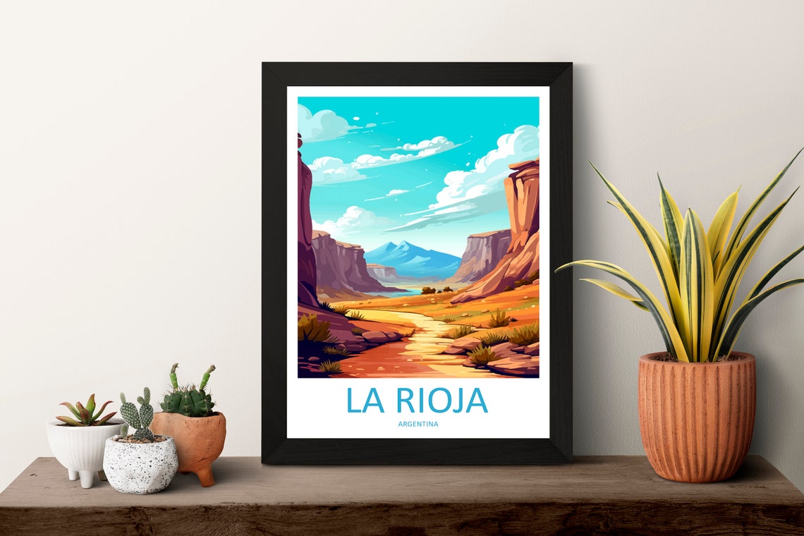 La Rioja Argentina Red Desert Canyon River Golden Landscape Poster - Image 3