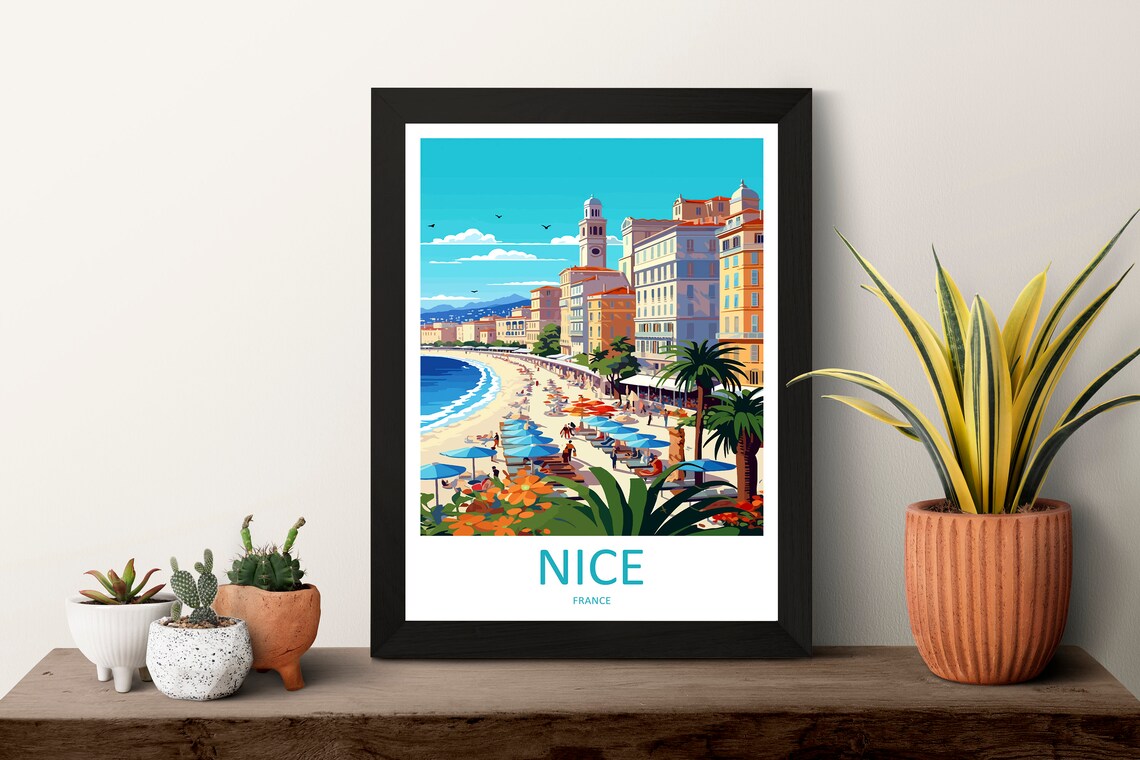 Nice France Travel Poster, Cityscape Art Print - Image 3