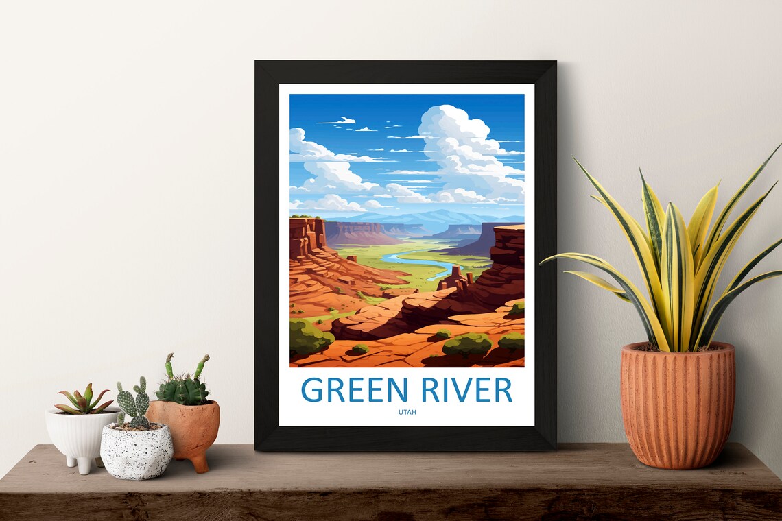 Green River Utah Red Rock Canyon River Desert Vista Travel Poster - Image 3
