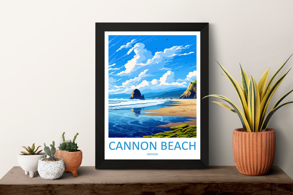 Cannon Beach Oregon Haystack Rock Sea Stacks Coastal Travel Poster - Image 3