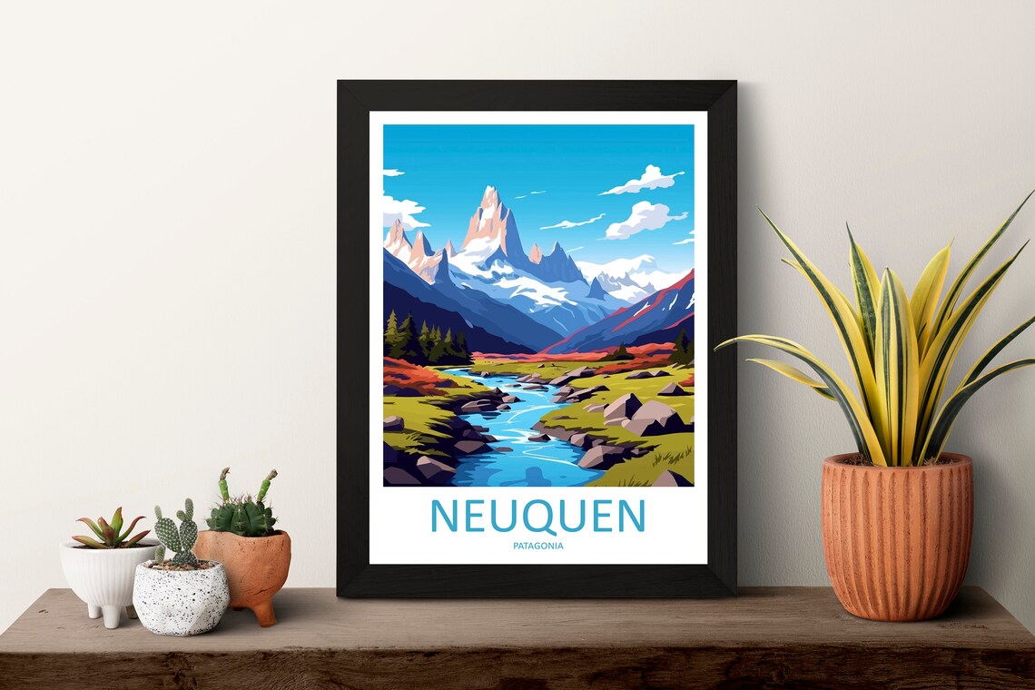 Neuquen Patagonia Snowcapped Peaks And Mountain Stream Poster - Image 3