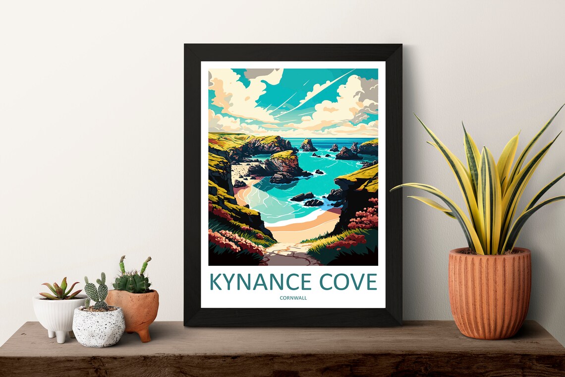 Kynance Cove Travel Poster, England Landscape - Image 3