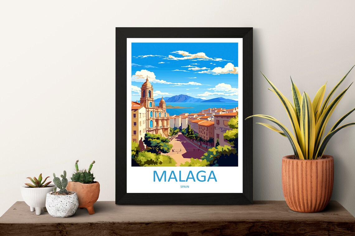 Malaga Travel Print Wall Art Spain Travel Poster - Image 3