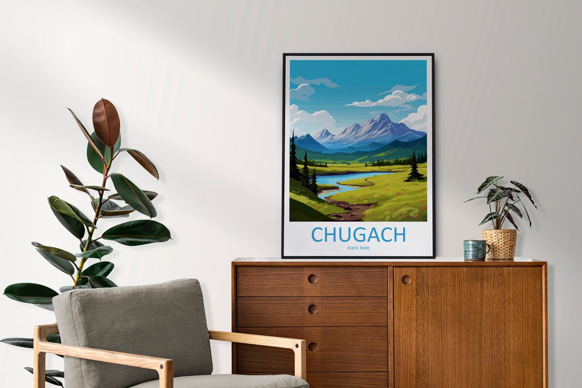 Chugach State Park Meadow Trail Stream Mountain Vista Poster - Image 2
