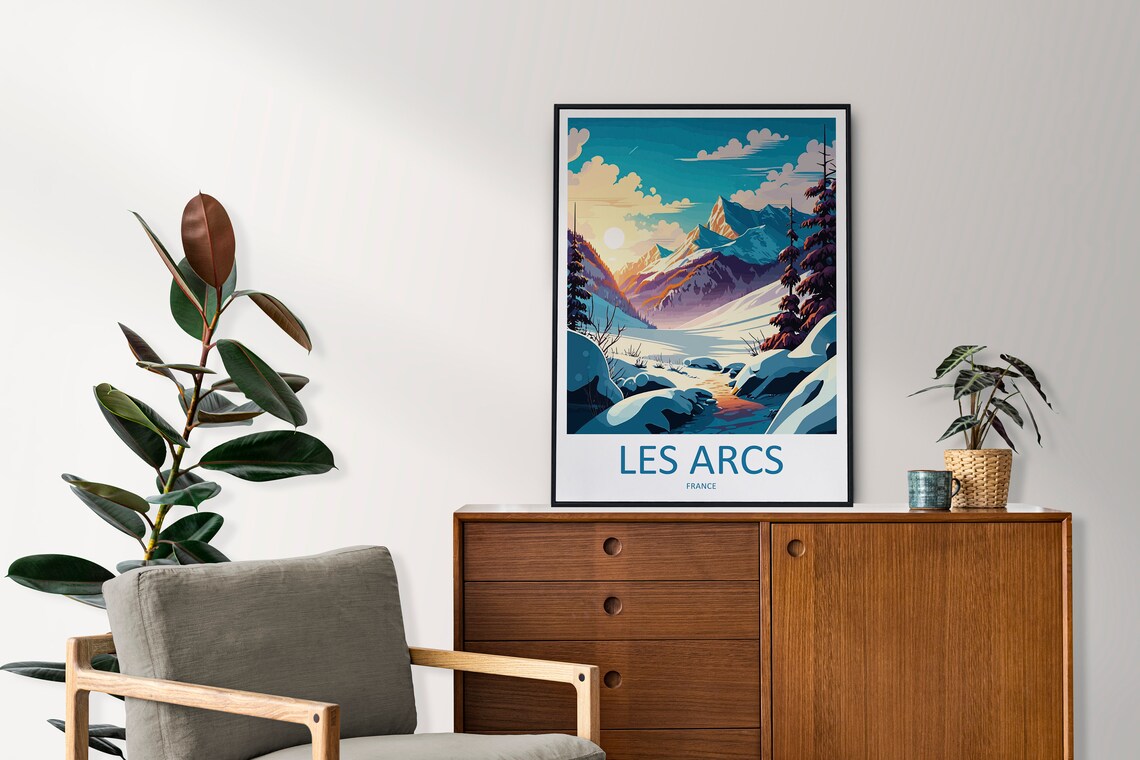 Les Arcs Ski Resort Art Print, France Travel Poster - Image 2
