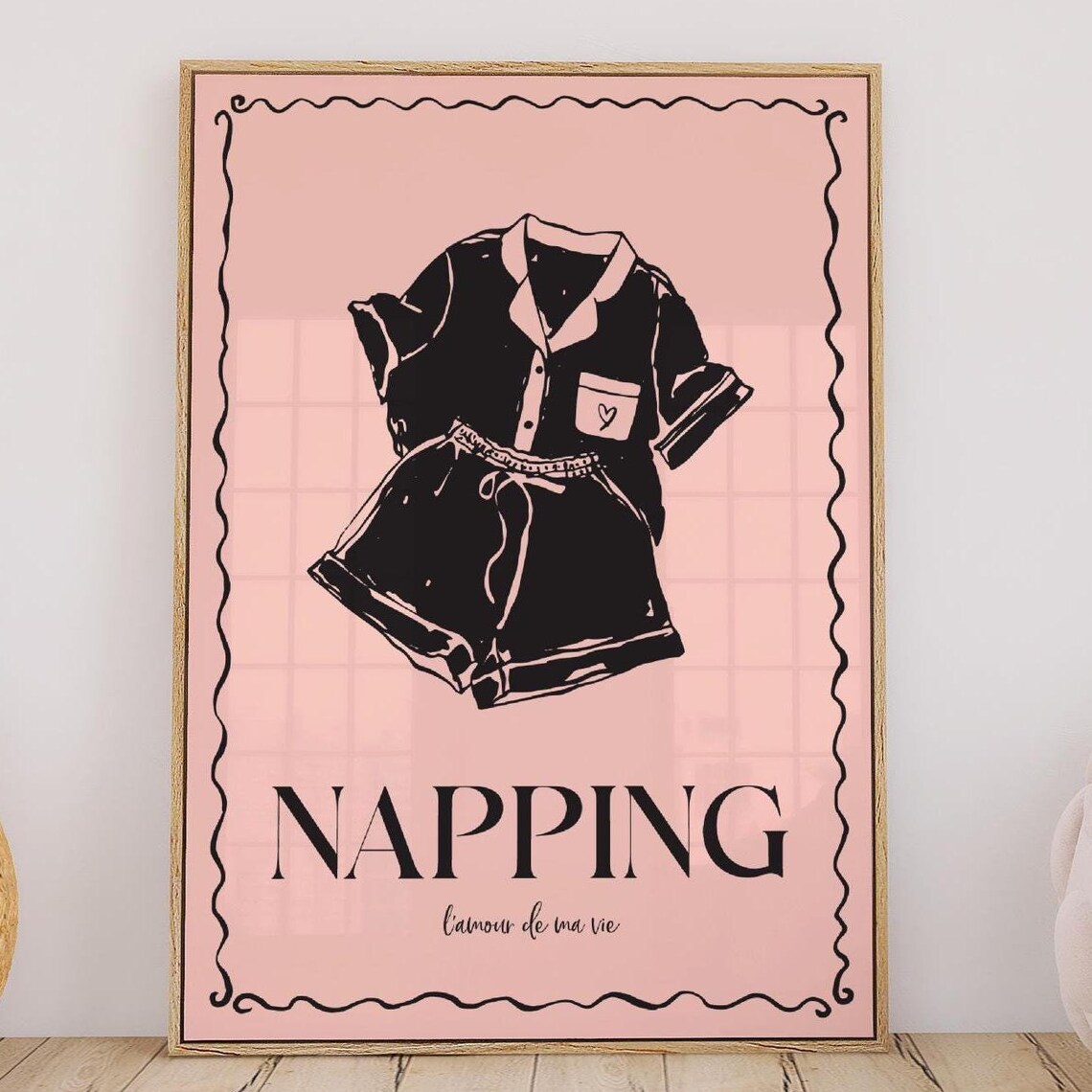 Napping Lamour De Ma Vie Pink Cozy Pajama Bedroom Wall Print