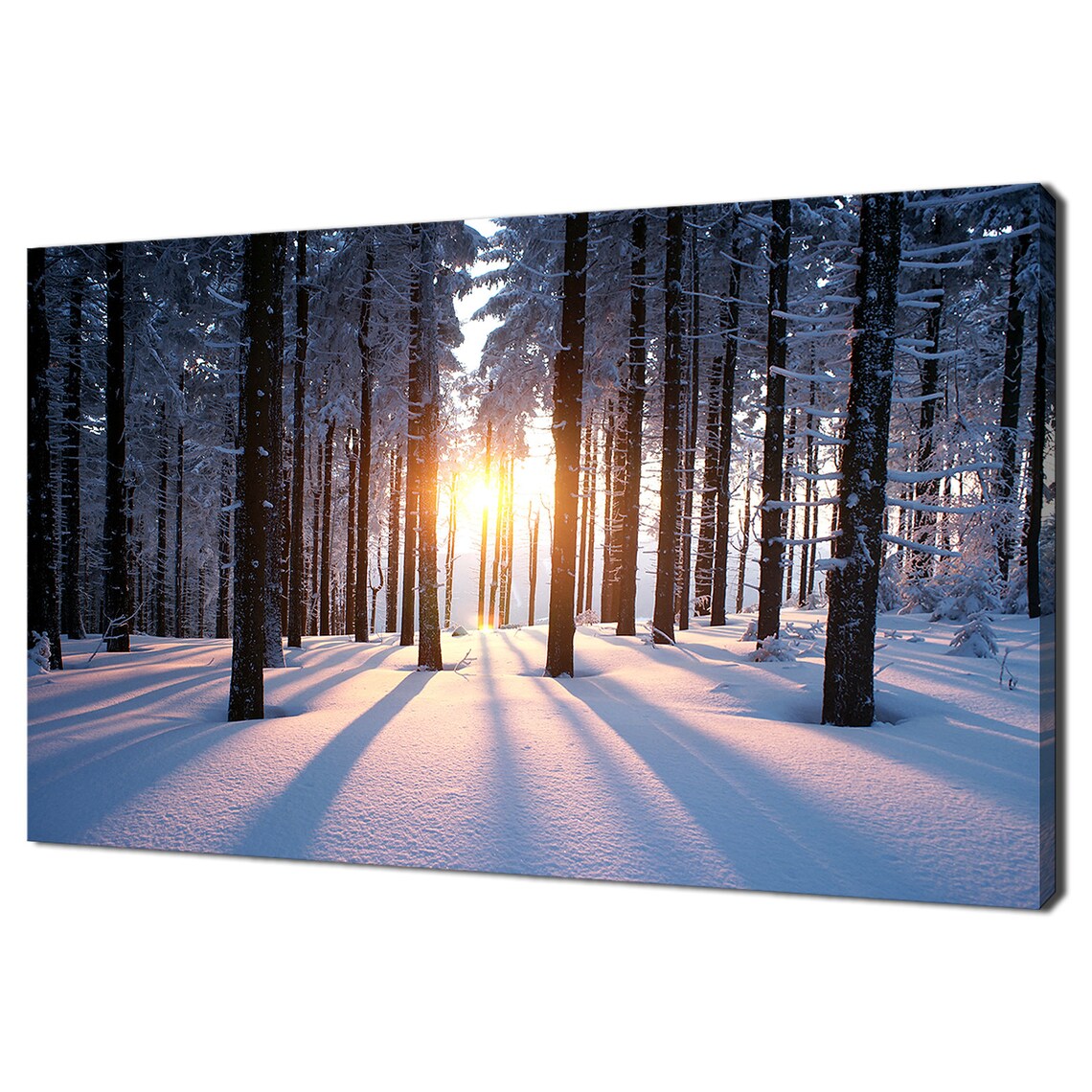 Winter Snowy Forest Sunset Art Print, Modern Design