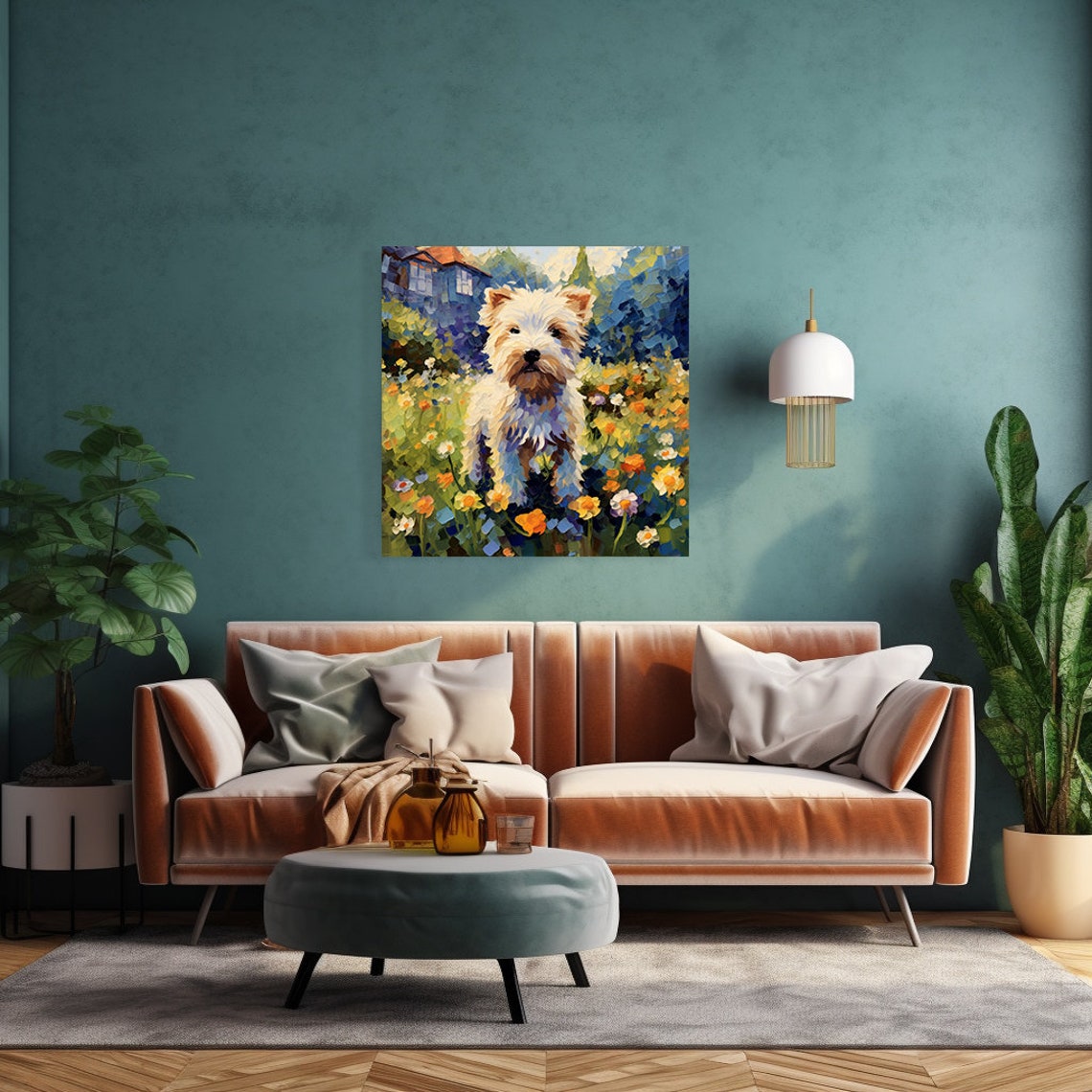 Terrier Puppy Dog Animal Print Gift For Terrier Dog Lover Colourful Dog Portrait Painting Print Dog Pet Wall Art - Image 4