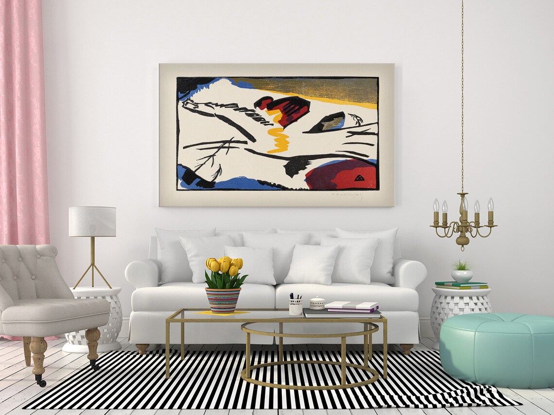 Kandinsky Lyrical Rider On Horse 1911 Woodcut Folk Style Art Poster - Image 2